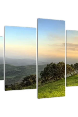 Nowość Schilderij - Uitzicht vanaf een heuvel