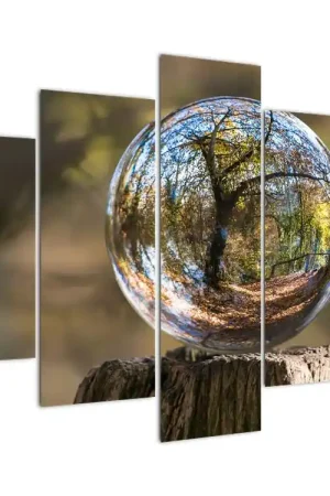 Schilderij - Weerspiegeling in glazen bol Ekspresowa dostawa