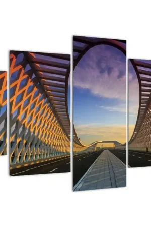 Schilderij - Moderne architectuur van een brug Premium