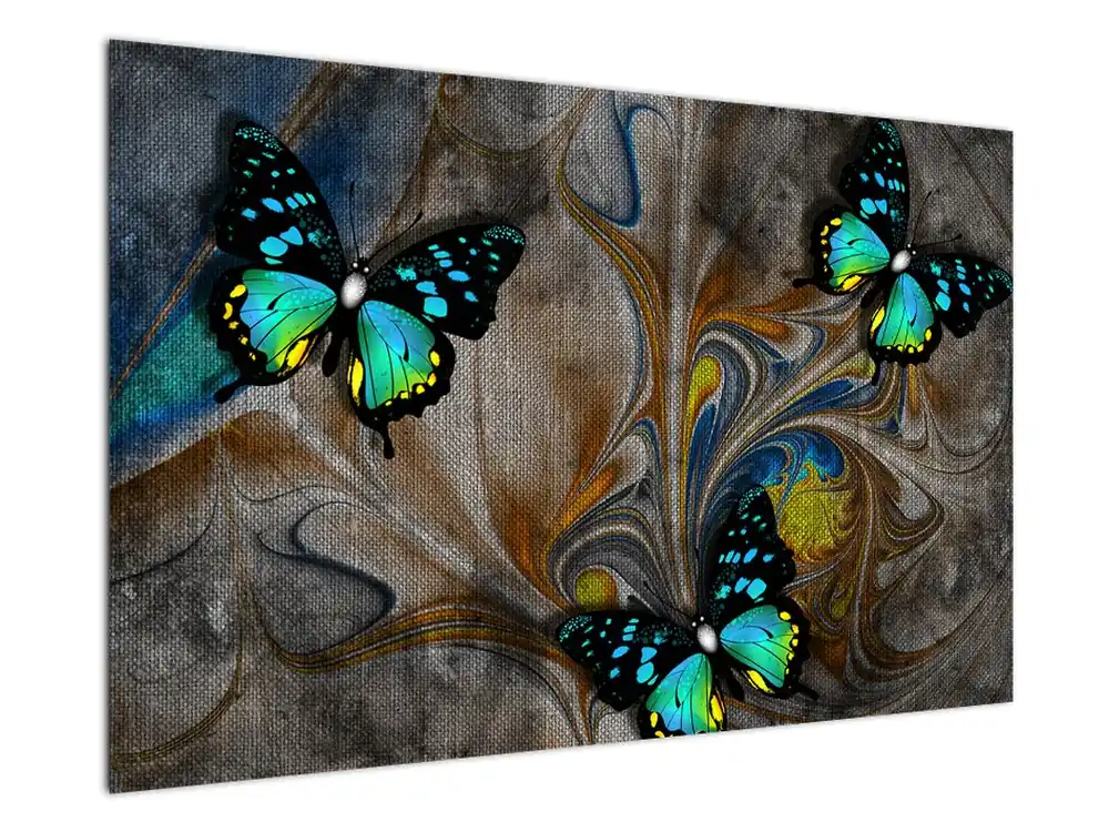Schilderij - Stralende vlinders op een schilderij Ostatnia szansa