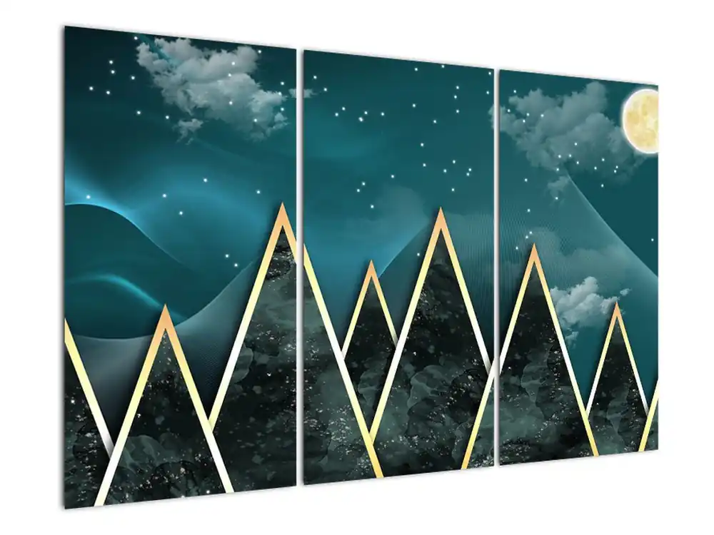 Schilderij - Volle maan boven gouden bergen Zwrot pieniędzy