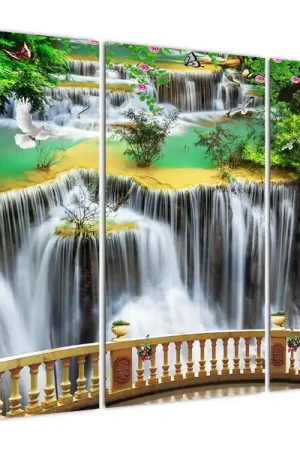 Schilderij - Uitzicht op magische watervallen Premium