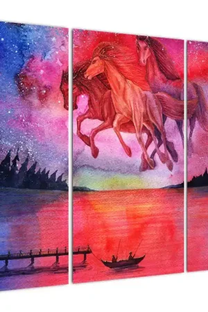 Promocja Schilderij - Verschijning van hemelpaarden boven een meer