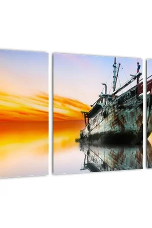 Darmowa dostawa Schilderij - Zonsopgang boven een wrak