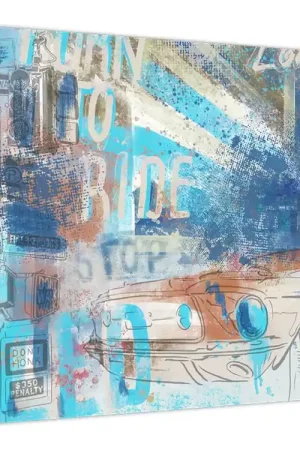 Schilderij - Geboren om te rijden, blauwe kleurtonen Tylko dziś