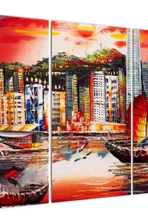 Nowość Schilderij - Victoria Harbor, Hong Kong, olieverfschilderij