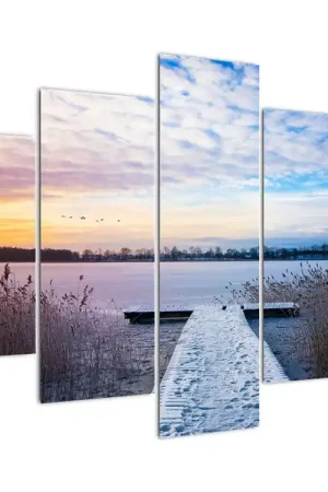 Schilderij - Bevroren meer, Ełk, Mazurië, Polen Autentyczny