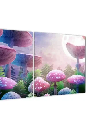 Tani Schilderij - Paddestoelen bij volle maan, grafiek