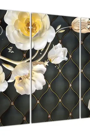 Schilderij - Witte rozenbloesems Autentyczny