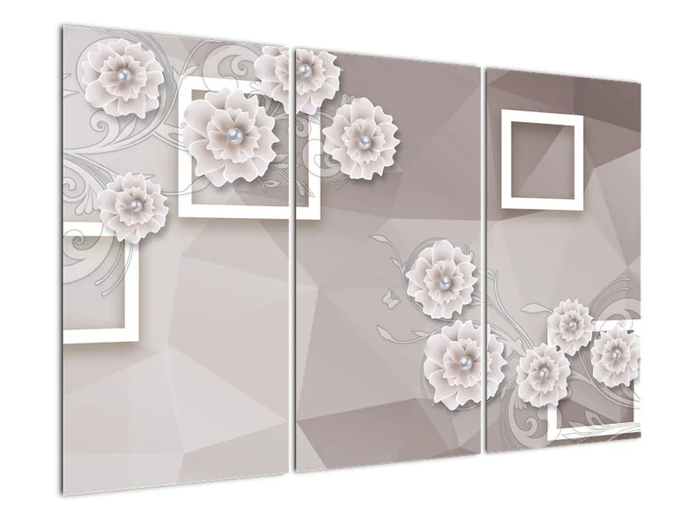 Schilderij - Beige bloemen Zwrot pieniędzy