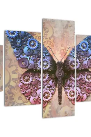 Schilderij - Steampunk vlinder Autentyczny