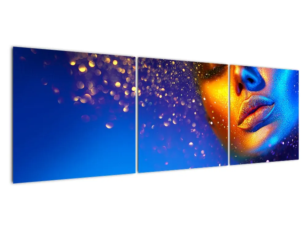 Premium Schilderij - body art, gouden-blauwe combinatie