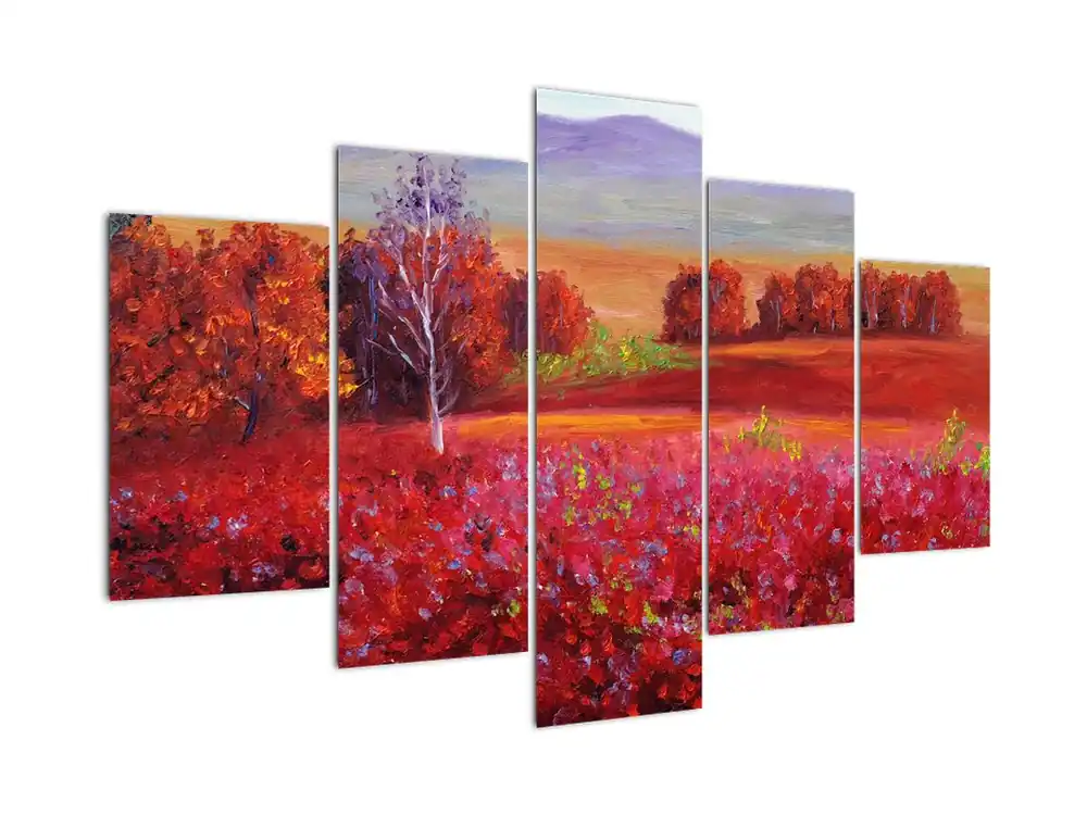 Schilderij - Rood landschap Wyprzedaż