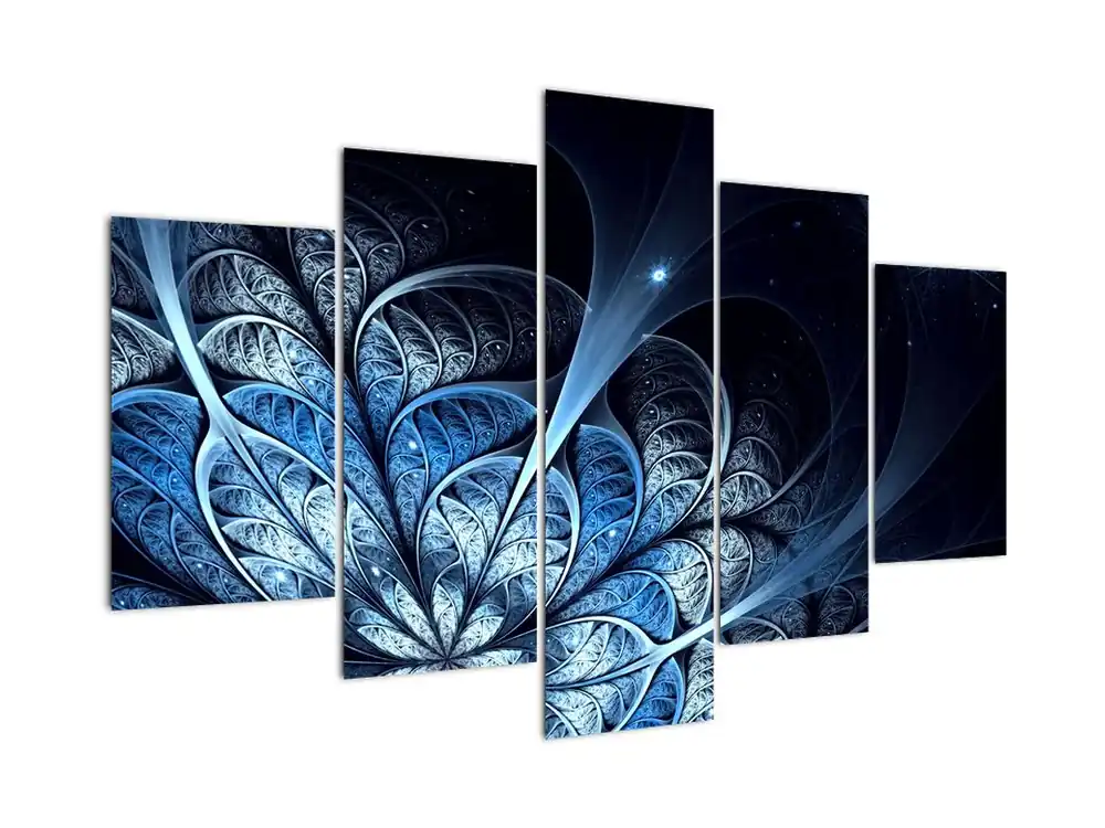 Schilderij - Donkerblauwe bloem Premium