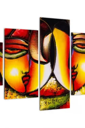 Autentyczny Schilderij - Abstracte gezichten, olieverfschilderij