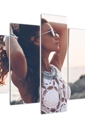 Schilderij - Vrouw op het strand Wysoka jakość