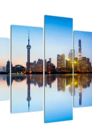 Schilderij - Ochtendhemel boven Shanghai Autentyczny