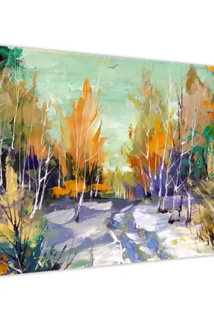 Tylko dziś Schilderij - Besneeude weg door het bos, olieverfschilderij