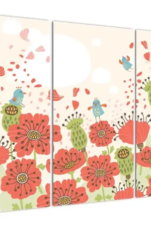 Schilderij - Vogeltjes op een bloeiend weiland Ostatnia szansa