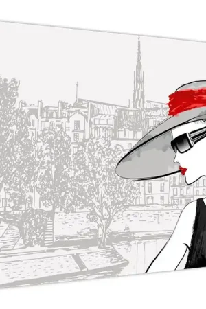 Schilderij - Dame in de stad Tylko dziś