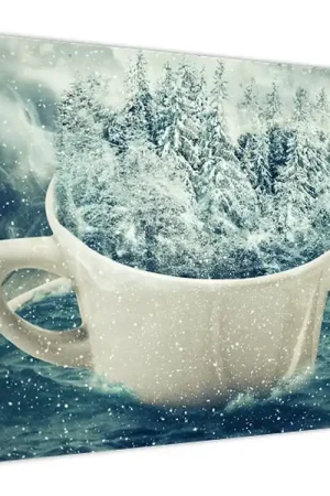 Schilderij - Winterwereld in een kopje Popularny