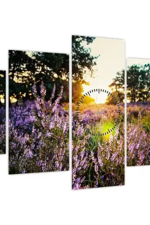 Schilderij - Lavendelveld (met klok) Wysoka jakość