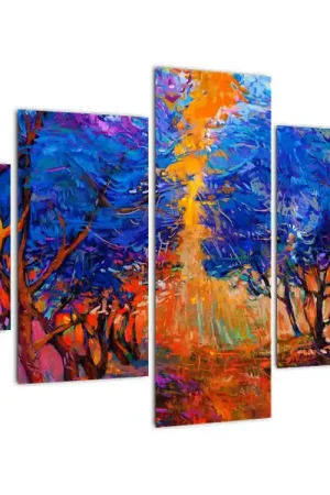 Schilderij - Boomkronen in de herfst, modern impressionisme Nowość