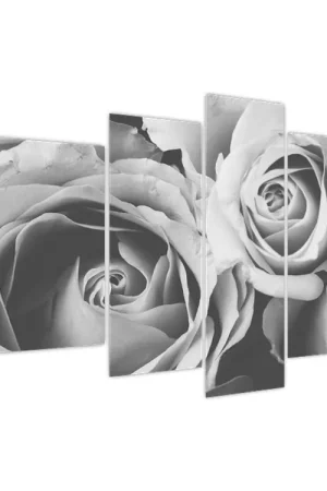 Schilderij - Roos, zwart-wit Autentyczny