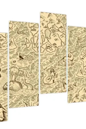 Zamów teraz Schilderij - Vintage kaart, illustraties