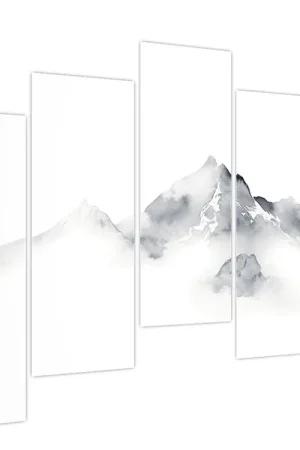 Schilderij - Inktschilderij van bergen Zwrot pieniędzy