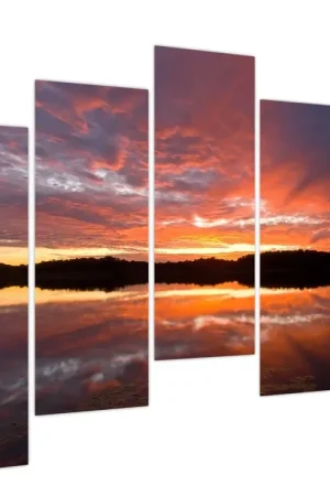 Popularny Schilderij - Zonsondergang over het meer