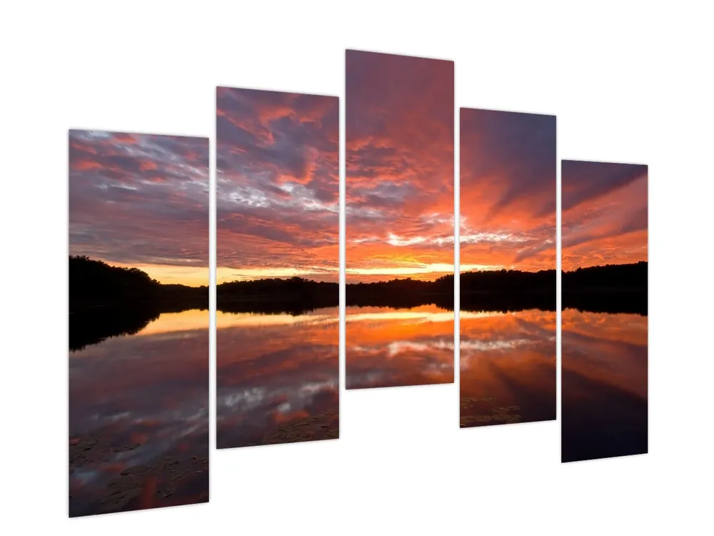 Popularny Schilderij - Zonsondergang over het meer