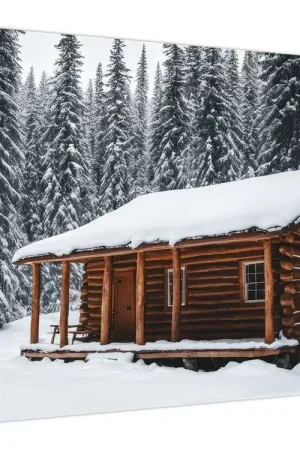 Premium Schilderij - Besneeuwde hut