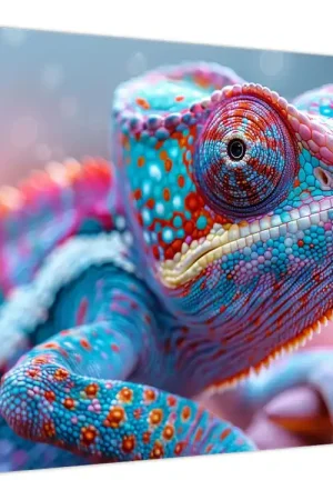 Zwrot pieniędzy Schilderij - Kleurrijke kameleon