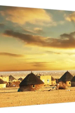 Oryginalny Schilderij - Hutten in de woestijn