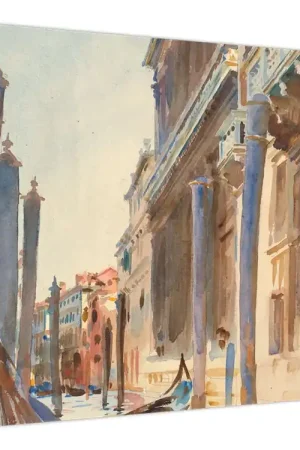 Premium Schilderij - John Singer Sargent, Gondola Moorings on the Grand Canal, reproducties