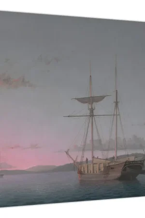 Schilderij - Fitz Henry Lane, Lumber Schooners at Evening on Penobscot Bay, reproducties Autentyczny