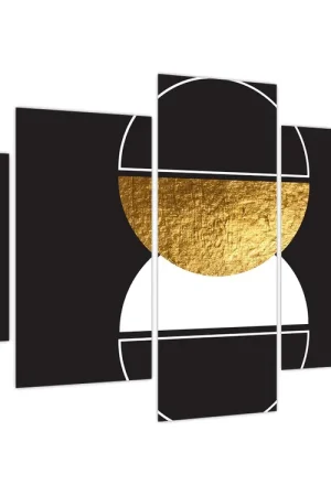 Schilderij - Abstractie goud en zwart N⁰2 Nowość