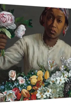 Schilderij - Frédéric Bazille, Young Woman with Peonies, reproducties Tani