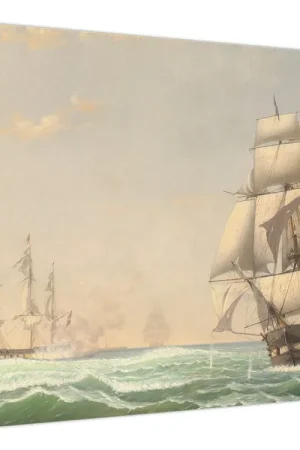 Schilderij - Fitz Henry Lane, The United States Frigate President Engaging the British Squadron, reproducties Szybka dostawa
