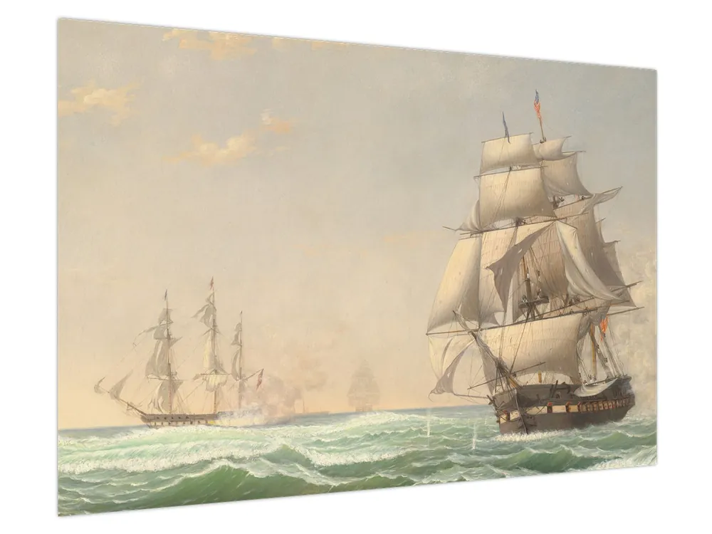 Schilderij - Fitz Henry Lane, The United States Frigate President Engaging the British Squadron, reproducties Szybka dostawa