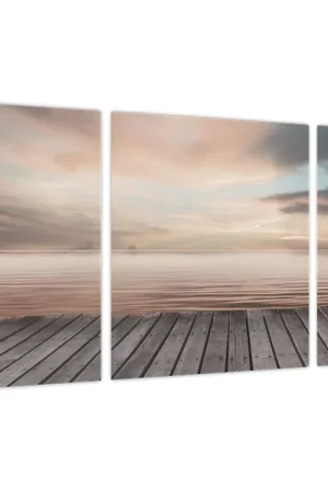 Schilderij - Pier bij zonsondergang Oferta