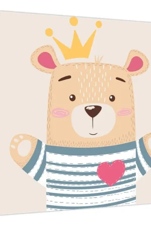 Schilderij - Teddybeer met kroon Wyprzedaż