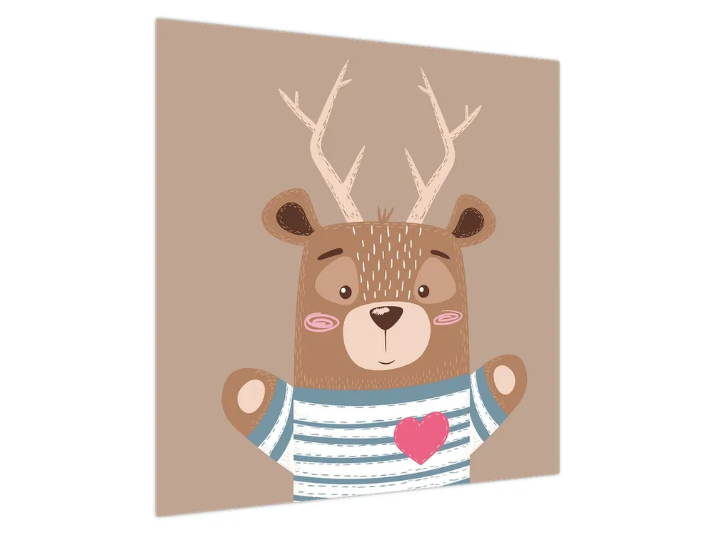 Schilderij - Hert in gestreept shirt Premium