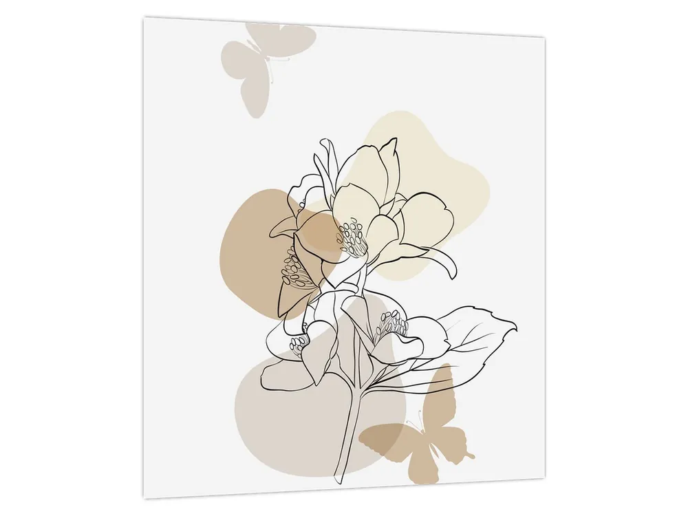 Schilderij - Beige bloemen met vlinder N⁰1 Ostatnia szansa