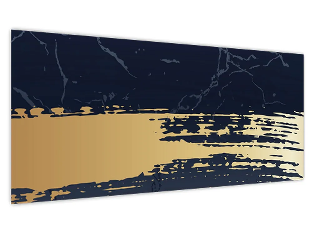 Schilderij - Blauwe en gouden abstractie N⁰2 Szybka dostawa