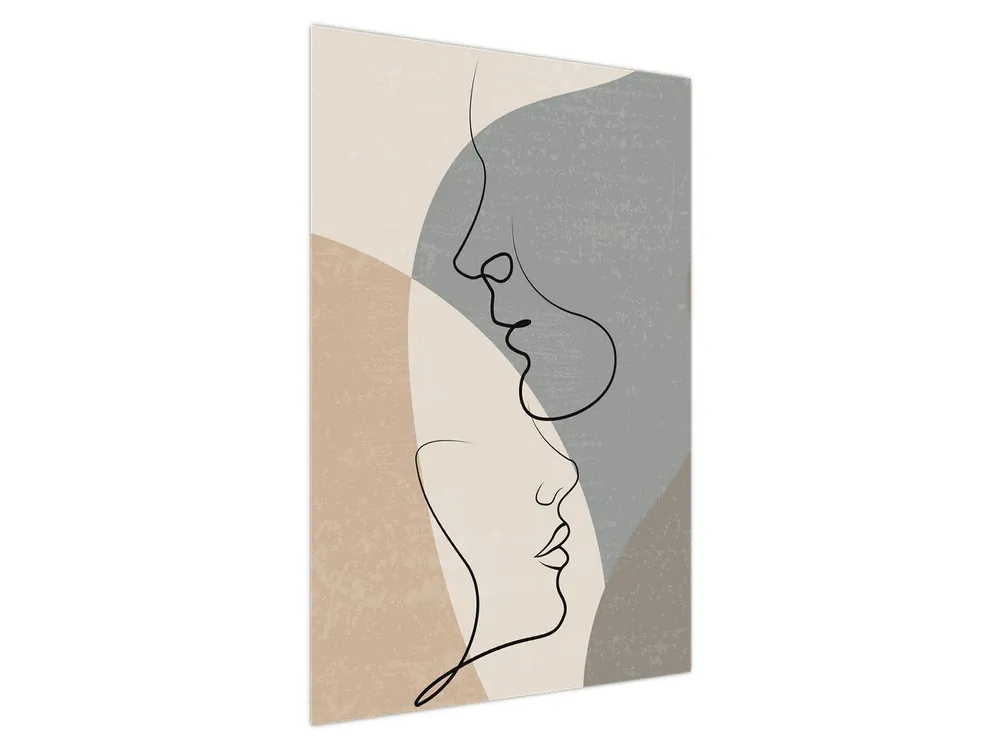 Schilderij - Lijntekening twee gezichten Tylko dziś