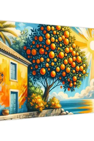 Schilderij - Huis met sinaasappels I Wysoka jakość