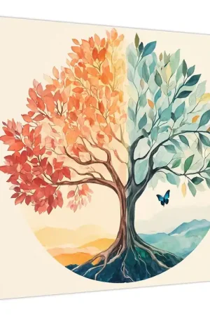 Schilderij – Duale boom met vlinder Tani