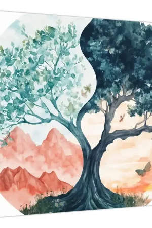 Schilderij – Aquarelboom vol leven Oferta